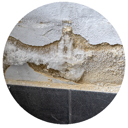 chipped concrete in basement