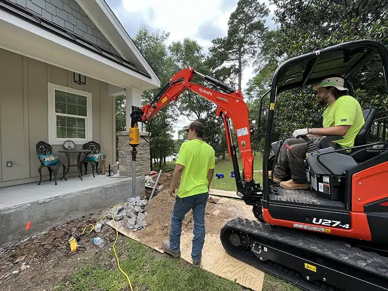 foundation piers being installed