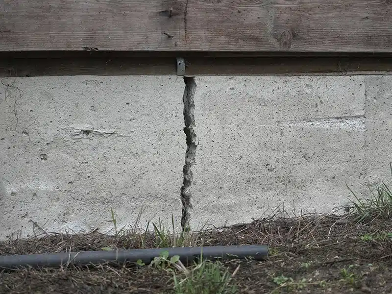 foundation crack on outside of house