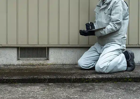 person looking at foundation