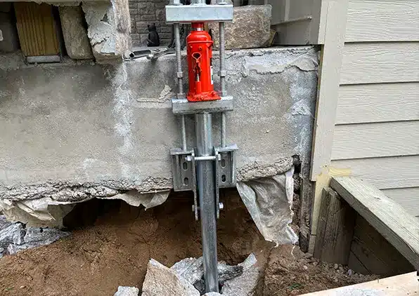 foundation pier being installed