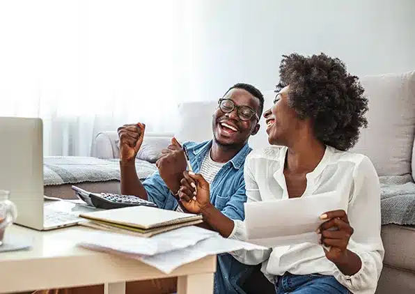 couple laughing together