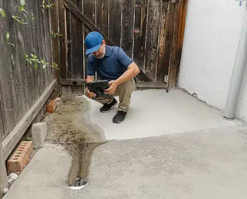man checking foundation
